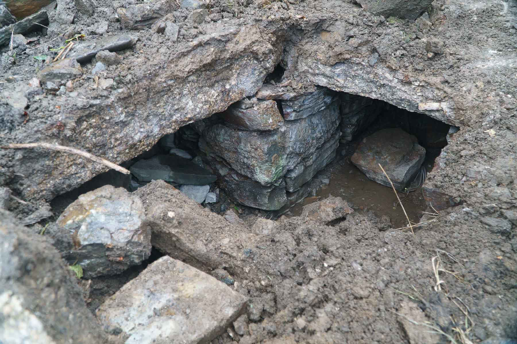 Old adit in the cliff at the foot of Church St